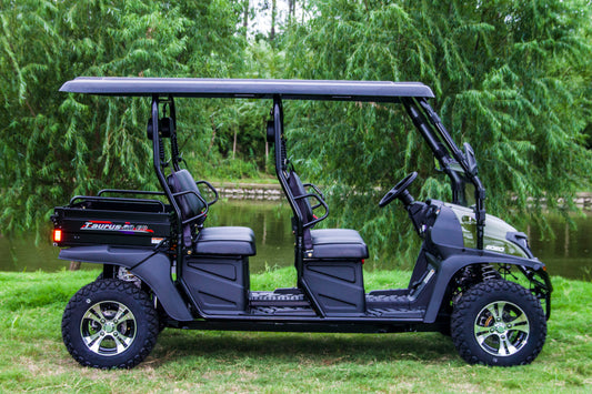Trailmaster 80ED-U, 4 seat 72 Volt with 200lb dump bed, Custom Rims, 10.5 Inch Ground Clearance