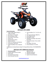 Coolster 3200S, Sports Style, Adult ATV, Alloy Rims, Automatic with reverse, Wider front end, Front and rear  brakes, Electric Start