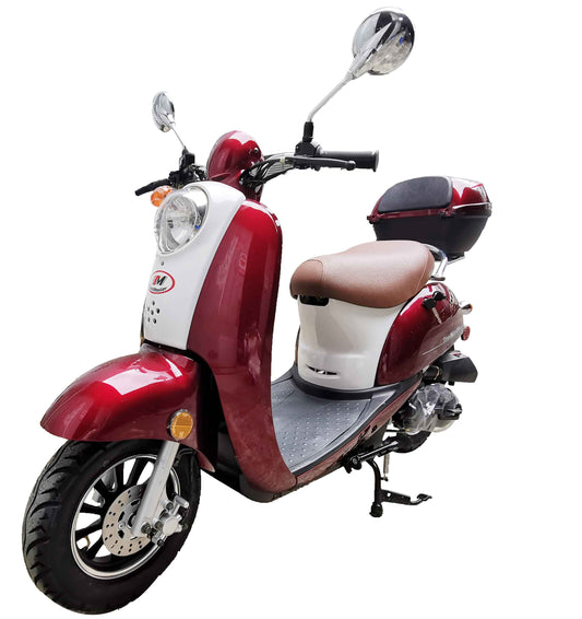 Trailmaster Milano 50 N Scooter Euro Style, Two Tone , LED head Light, Electric Start 49.5CC moped, [Not CA Legal]