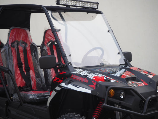 TrailMaster Challenger 4-300X EFI UTVChrome Rims, Bimini Top, Full roll Cage, Light Bar, Brush Guard. Independent Rear