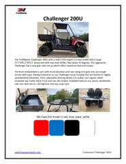Trailmaster Challenger 200U Back Woods Addition, Dump Bed, front cargo rack, Automatic Transmission