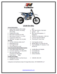 TrailMaster LK140 140cc Dirt Bike for Youth/Adults, 32.89" Seat Height, 17" Front Tire, Electric Start, Inverted Shocks