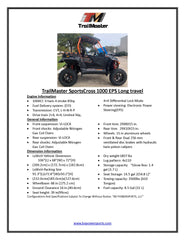 Trailmaster Sports Cross 1000cc 4X4, Vi LOCK Fully Independent Suspension, Power Steering