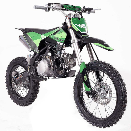 Apollo V12 Dirt Bike 125cc, 4 Speed Manual Trans, 32.6" Seat Height, Kick Start