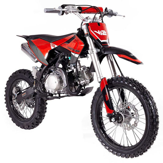 Apollo V12 Dirt Bike 125cc, 4 Speed Manual Trans, 32.6" Seat Height, Kick Start