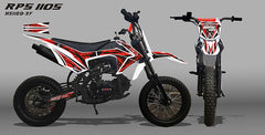 RPS 110CC Dirt Bike Off Road, dual disc brakes, 30 inch seat height, 14 inch front tire